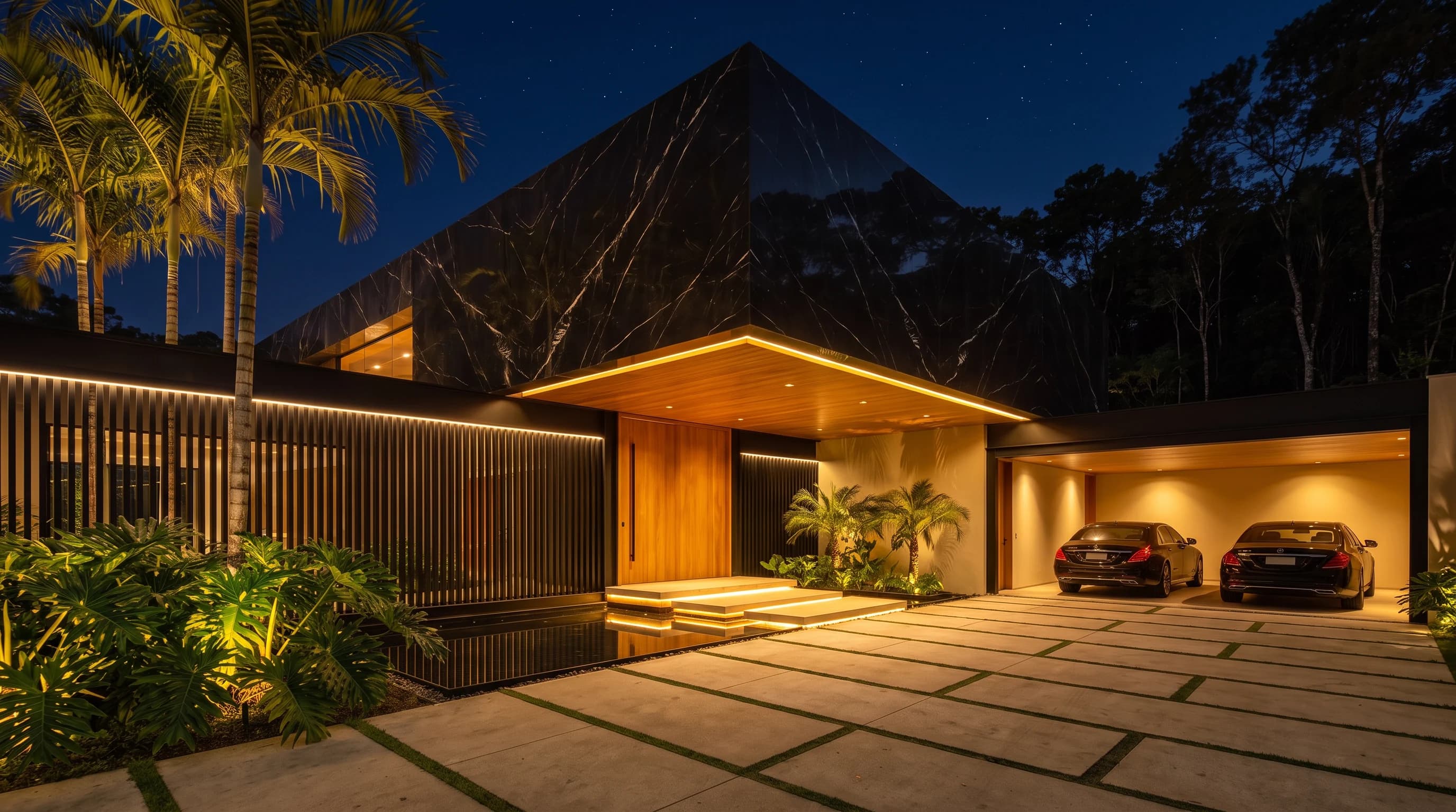 Casa Alphaville 08 — Fachada à noite
